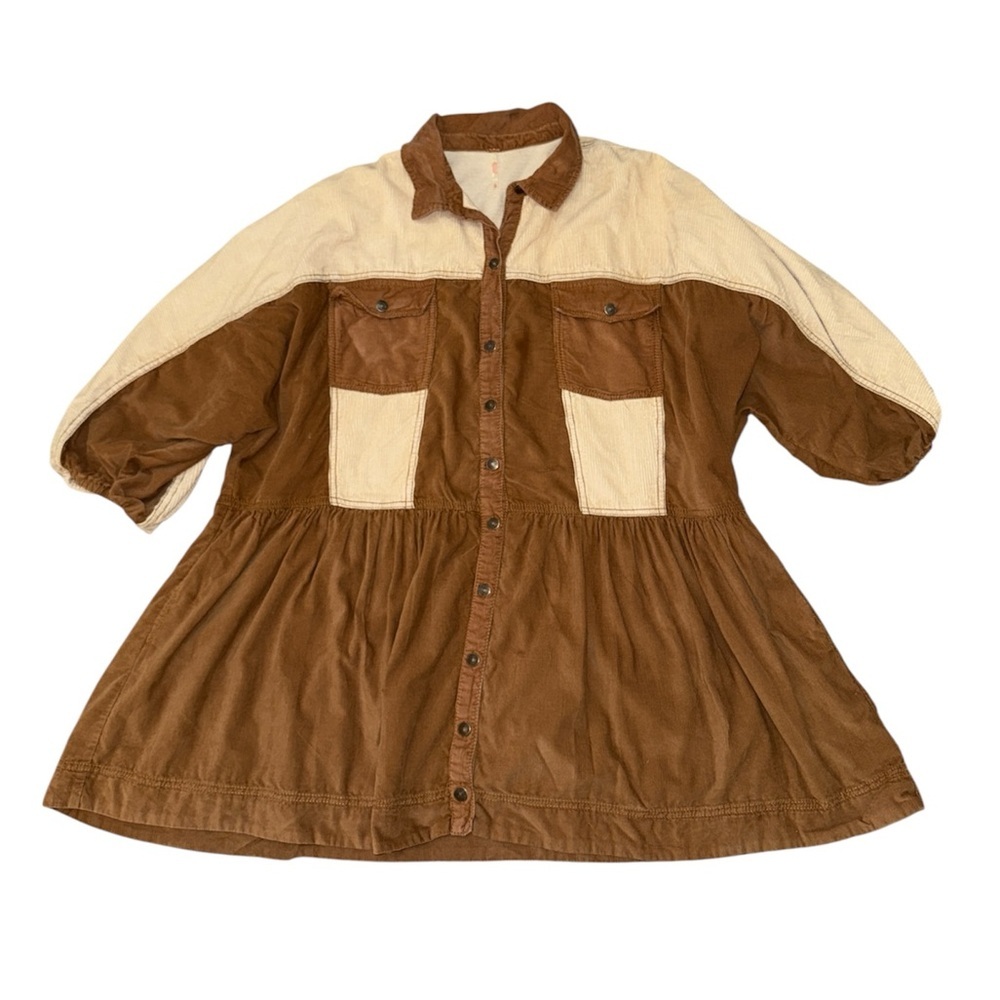 Free People Wild Roads Mini Buttodown Puff Sleeve Babydoll Pocket Dress SOLD - Picture 2 of 9